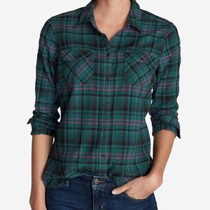 Eddie Bauer Flannel Shirt Spruce Teal Plaid